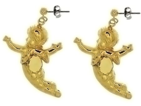 Cabochon Setting Dangle Cherub Earrings Holds 6x8 mm Cabochon Hot on Sale