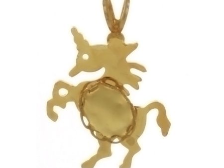 Cabochon Setting Unicorn Pendant Holds 6x8 mm Cabochon on Sale