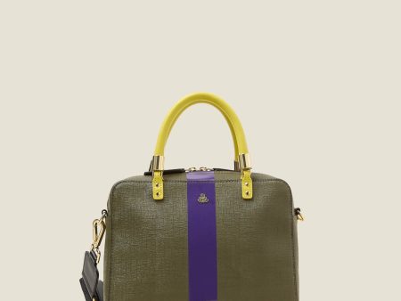 Block Medium Handbag - Shiny Stripe Spruce Purple Sale