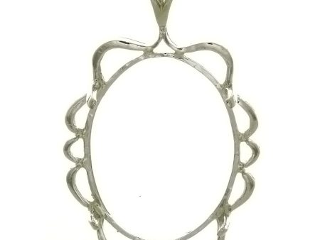 Cabochon Setting Sterling Silver Pendant Frame Holds 30x40 Cabochon on Sale