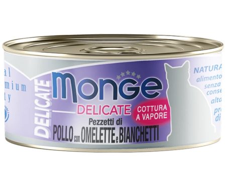 45% OFF (Exp 10May25): Monge Delicate Chicken with Omelette and Whitebait Canned Cat Food 80g on Sale